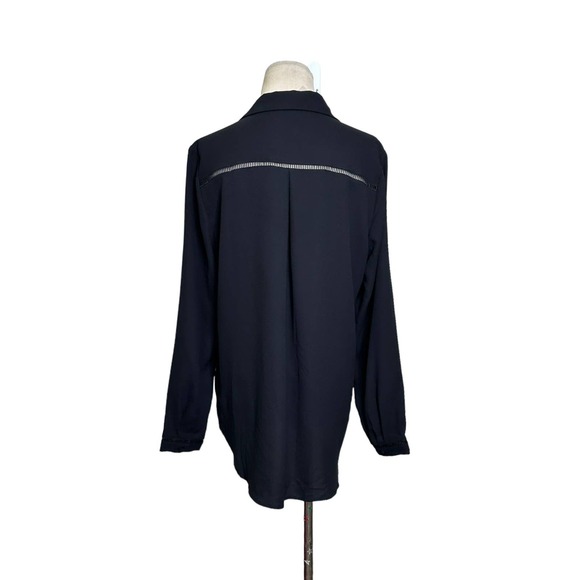 41 Hawthorne black long sleeves button blouse size large - Picture 3 of 13